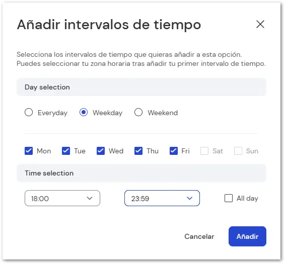 Anadir Intervalos Tiempo
