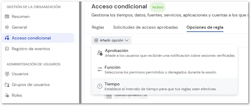 Opciones Regla