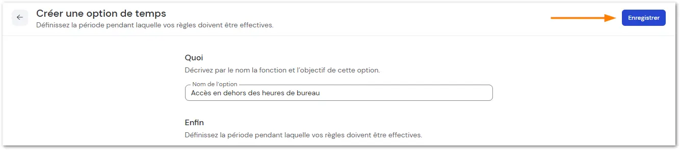 Creer Option Temps Enregistrer