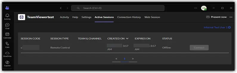 Active Session Tab