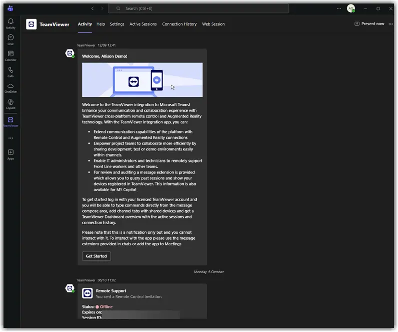 TeamViewer Teams First Connection