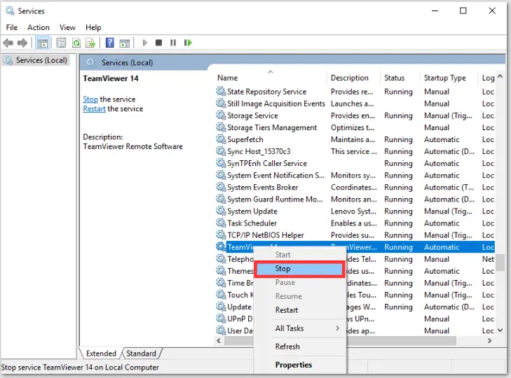 Windows Services List