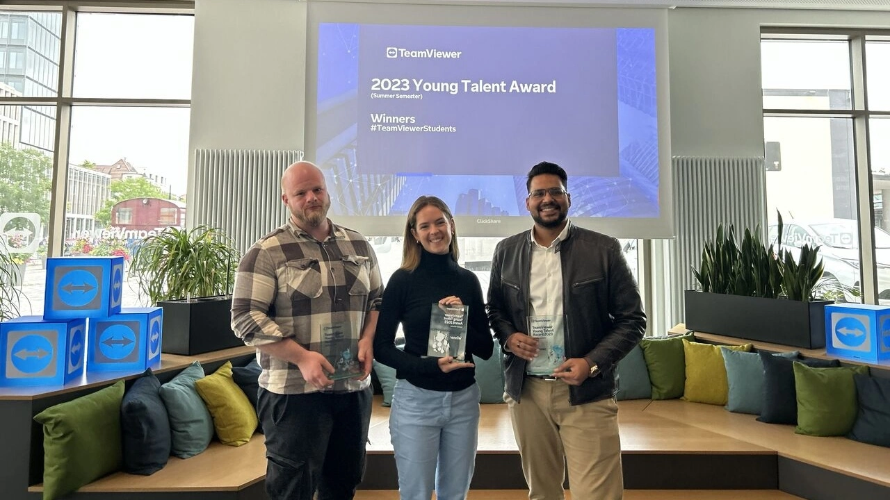 Three winners of the 2023 Young Talent Award at TeamViewer HQ