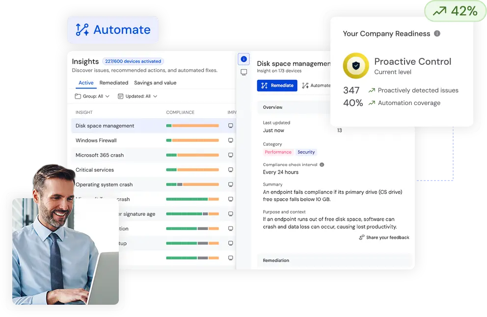 Digital employee experience features as seen in the TeamViewer client