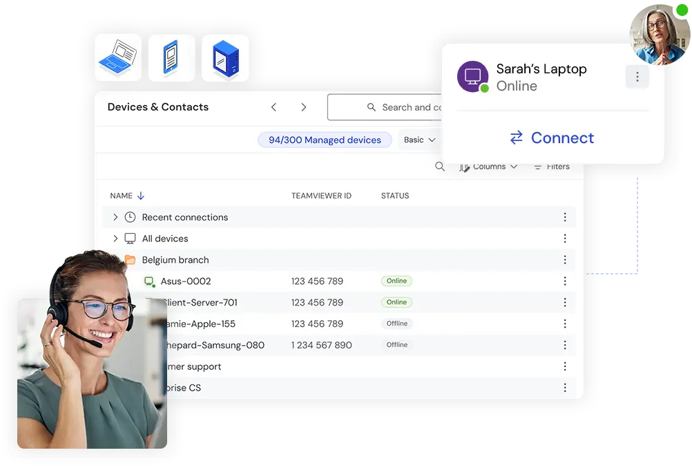 Remote product features as seen in the TeamViewer client