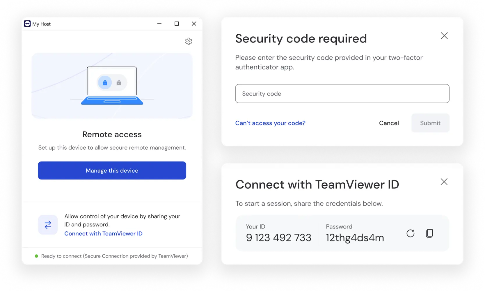 Features in the TeamViewer Host UI