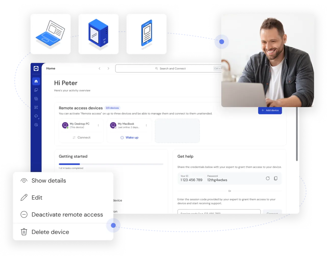 Getting started with remote work in the TeamViewer client