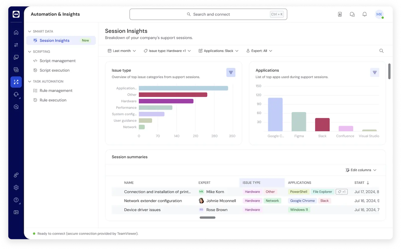 Advanced filters as seen in TeamViewer's Session Insights