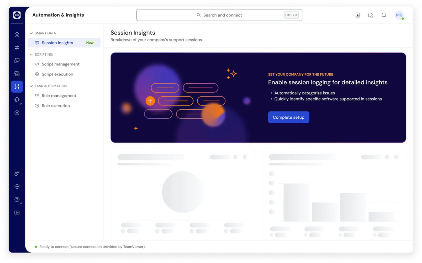 Welcome screen as seen in TeamViewer's Session Insights